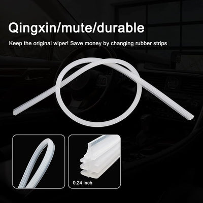 4 Pieces Car Windshield Bracketless Wiper Rubber Filler Strip, 28 Inches Car Size Adjustable Wiper Substitution Rubber Strip, Suitable for Car Front Rear Windshield, Doors, Windows (White)