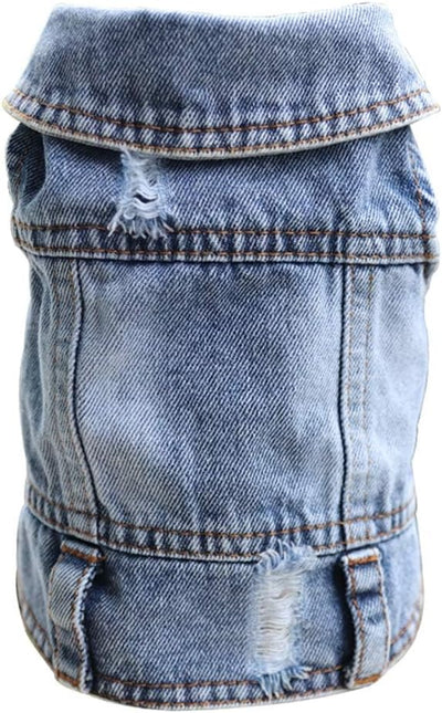 SILD Pet Clothes Dog Jeans Jacket Cool Blue Denim Coat Small Medium Dogs Lapel Vests Classic Hoodies Puppy Blue Vintage Washed Clothes