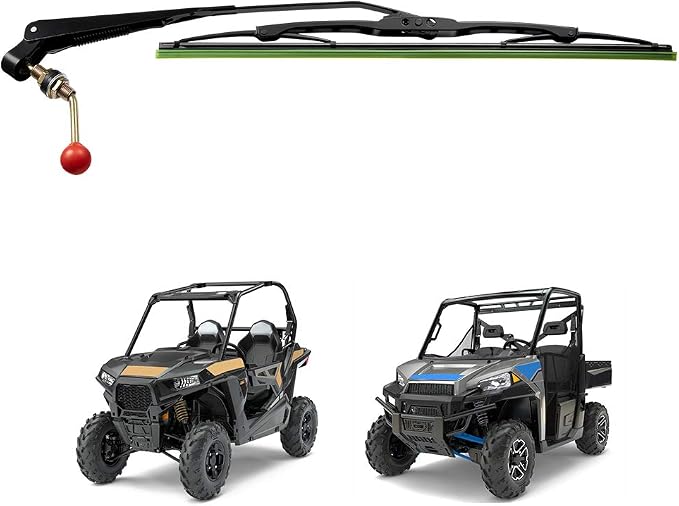 KEMIMOTO 1Pcs UTV Manual Windshield Wiper, Metal Frame Straighter Design Strong Fitting Assembly Compatible with Maverick X3 Commander Defender Polaris RZR
