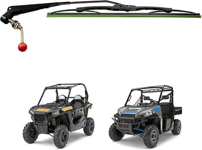KEMIMOTO 1Pcs UTV Manual Windshield Wiper, Metal Frame Straighter Design Strong Fitting Assembly Compatible with Maverick X3 Commander Defender Polaris RZR