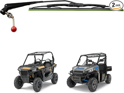 KEMIMOTO 2Pcs UTV Manual Windshield Wiper, Metal Frame Straighter Design Strong Fitting Assembly Compatible with Maverick X3 Commander Defender Polaris RZR