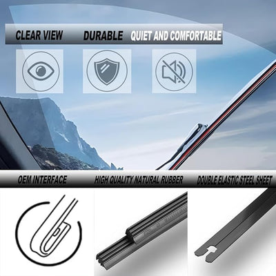 ATTKE OEM Quality Front Windscreen Wiper Blades for Dodge Durango 2004-2009/Honda CR-Z 2011-2016 (26″+21″ Front Windshield Wiper Blade Set)