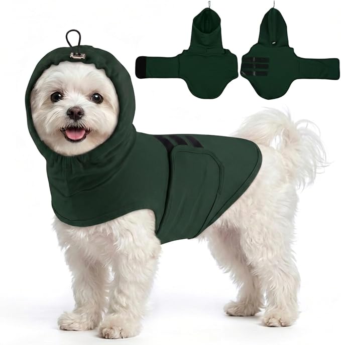 MIGOHI Small Dog Anxiety Vest | Dog Calming Vest for Small Dogs,Comfort Anxiety Shirt for Dogs,Pet Anxiety Jacket with Ear Cover for Fireworks,Thunderstorm,Separation,Loud Noise,Green,S