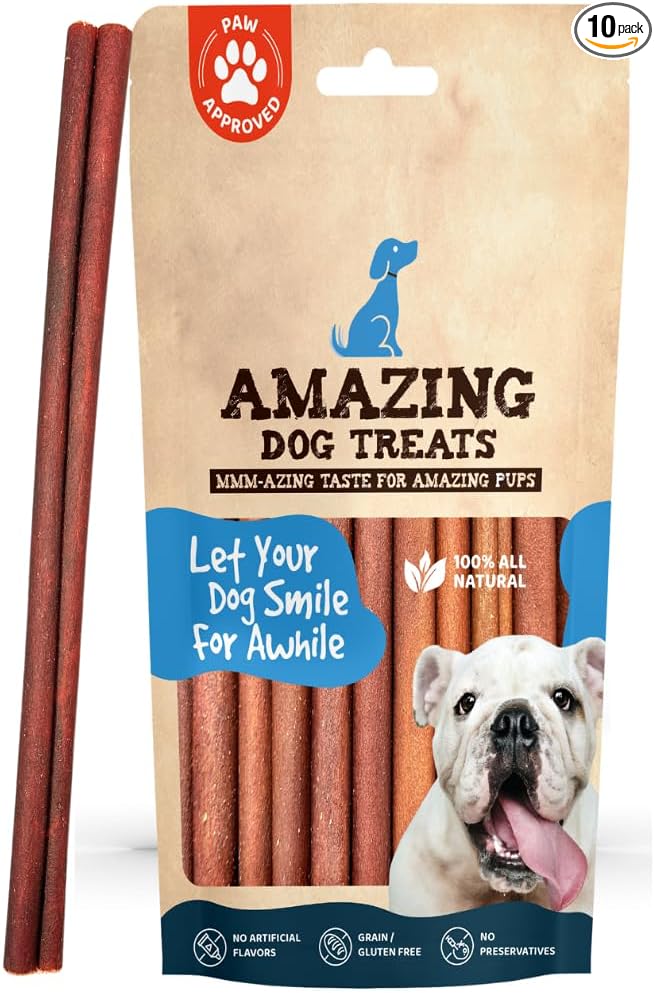 Amazing Dog Treats 12 Inch Collagen Stick - (10 Count)- Collagen Sticks for Dogs - No Hide Dog Bones