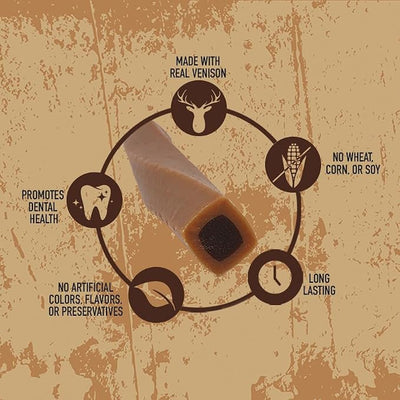 Rewardables | Wild Chews | Venison Recipe, Made with Real Venison, Limited Ingredient, Long Lasting Chews for Large Dogs | 12 Count