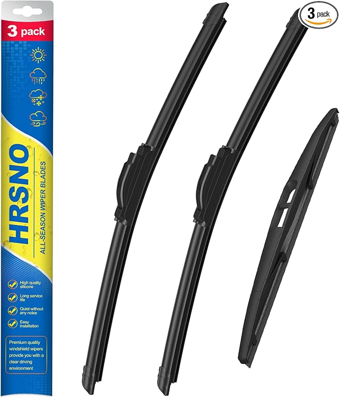 HRSNO® Wiper Blades:3-Pack Windshield Wipers for Subaru Crosstrek 2013-2017 -All-Season Beam Design-Quiet Streak-Free-Exact Fit Replacement for Subaru Cars (26"/16"/12")
