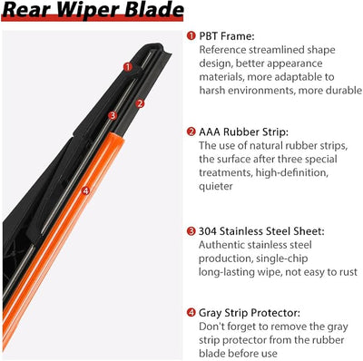 OTUAYAUTO Rear Wiper Arm and Blade Set - Replacement for Kia Seltos 2019-2024 Back Window Wiper Accessories Assembly OEM 98850-C5100