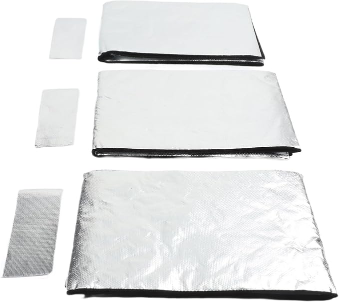 Battery Insulation Set with Fireproof Aluminium Foil Heat Shield Blanket, Cold Weather Resistant Thermal Protection for Car and Industrial Batteries (3PCS)