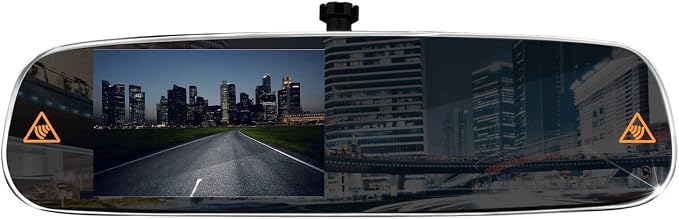 BSS-MI Rearview Frameless Infinity Style Polished Edge 4.3” TFT Mirror Monitor for Backup View, 2 Video-in, Trigger On/Off, Built-in LED Indicators for Blindspot Systems, Cameras Not Included
