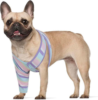ROZKITCH Dog Recovery Sleeve Front Leg Right Left, Light Arm Protection Keep Bandages in Place for Wound, Stop Chewing Wound Cover ACL Recovery for Sprain CCL Arthritis Joint Care Stripe S
