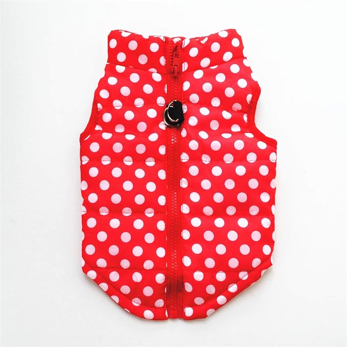 Winter Waterproof Windproof Vest Coat for Small Medium Dogs - Warm Jacket for Cold Weather (Not Suitable for Big Dogs) White Dots L