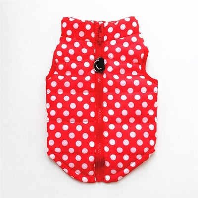 Winter Dog Vest - Waterproof & Windproof Warm Coat for Small & Medium Dogs - White Dots - XS