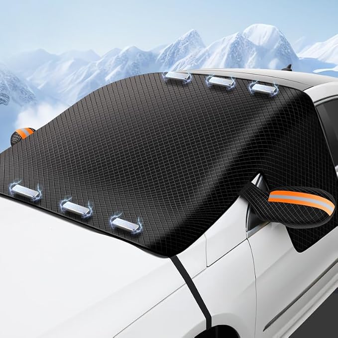 Windshield Cover for Ice and Snow for Jeep Grand Cherokee (WL) 2021–2025, Magnetic Frost Guard with Mirror Covers Winter Windshield Protector for Cars and Suvs,B
