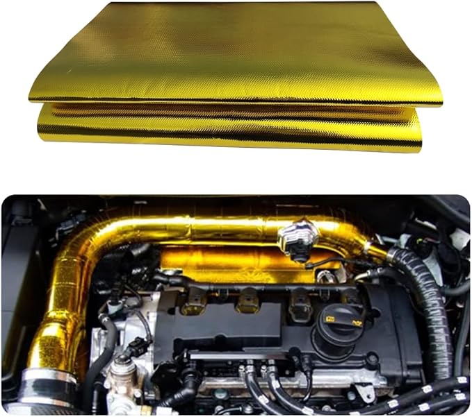 Gold Adhesive Backed Heat Shield Material Heat Shield Mat Automotive Heat Shield Heat Shield Wrap,Fiberglass Thermal Insulation (12'' X 24'')