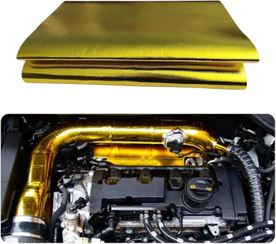 Gold Adhesive Backed Heat Shield Material Heat Shield Mat Automotive Heat Shield Heat Shield Wrap,Fiberglass Thermal Insulation (12'' X 24'')