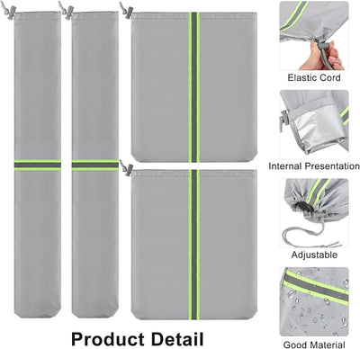 4 Pack Car Mirror Covers and Windshield Wiper Covers, Side Mirrors & Wiper Blades Covers for Universal Cars SUV Truck Snow Frost Protector Waterproof Oxford Cloth with Reflective Strip,Grey