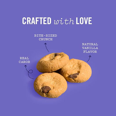 Three Dog Bakery Mini Carob Chip Cookie Crunchy Dog Treats - Made with Real Ingredients - Bite-Sized Crunchy Treats for Dogs - 8 oz Bag