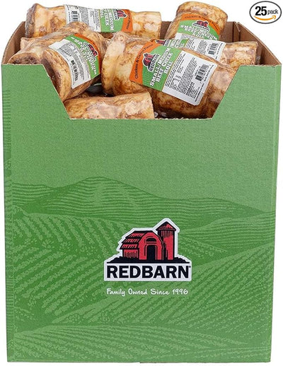Redbarn Pet Products All-Natural Beef Cheek Rolls for Dogs, Grain-Free Cow Cheeks, Rich in Collagen, Available in Chicken & Carrot Glaze or Uncoated Chicken & Carrot, Small/Medium (Pack of 25)
