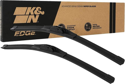 K&N EDGE Wiper Blades: All Weather Performance, Superior Windshield Contact, Streak-Free Wipe Technology: 22" (Pack of 2)