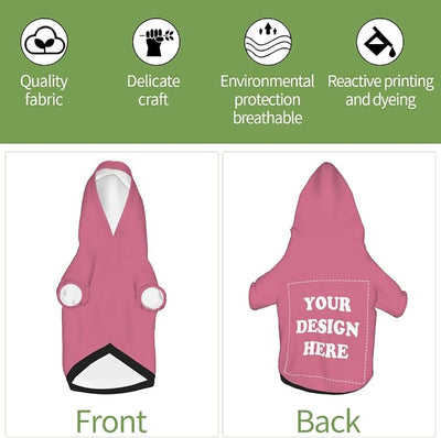 Personalized Chihuahua Dog Hoodie, Custom Pet Warm Sweatshirt Costume with Name Number Photo, Customize ID Clothes for Pupppy Kitten Dogs Cats, DarkPink, S