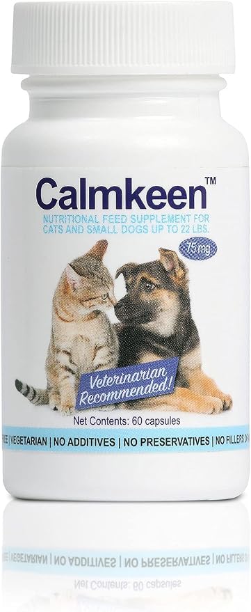 75 mg 60 Count Behavior Support Capsules for Small Dogs & Cats up to 22 lbs -Calming Natural Milk Protein Supplement-Help Pets Cope with Change & Noise Related Stress-Non-Drowsy-Lactose-Free
