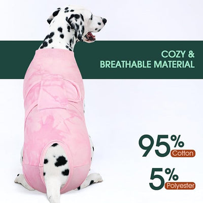 Kuoser Dog Surgery Recovery Suit, Anti Licking Surgical Suit for Dogs Male Neuter, Soft Dog Surgery Suit Female Spay Subsititute E-Collar Cone, Doggie Body Suits After Surgery Pink Tie Dye 2XL