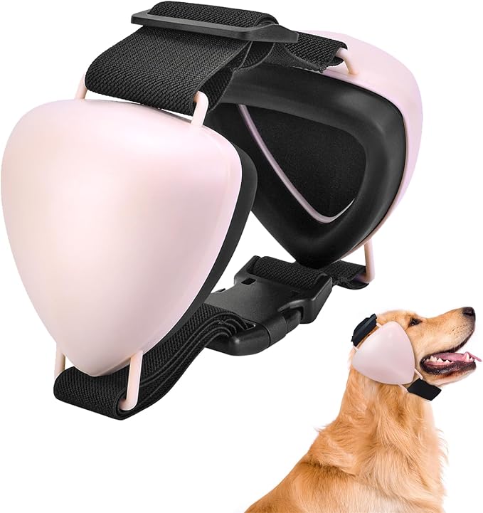 Dog Ear Muffs for Noise Protection, Comfort Dog Noise Cancelling Ear Muffs with Fast Snap Lock for Fireworks, Thunder, Vacuums(Pink,L)