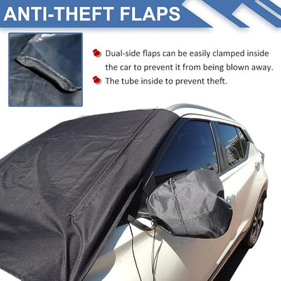 Car Windshield Cover for Ice and Snow, Heavy Duty 600D Oxford Automotive Front Windshield Frost Cover with Side Mirror Covers for Winter, All Weather Car Protector Fit Most Cars Vans SUVs