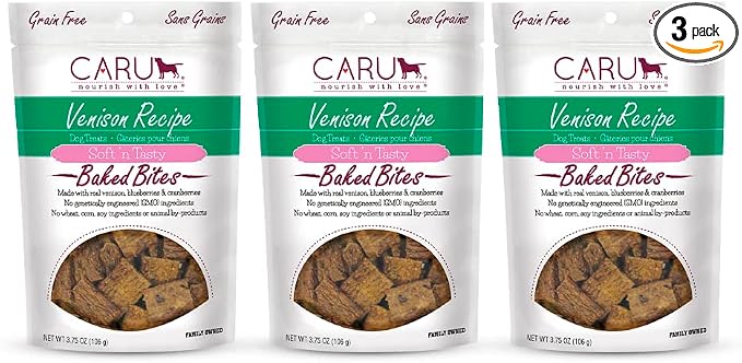 Soft n’ Tasty Baked Bites - Venison Bites Dog Treats - Flavorful Training Treats - 3.75 oz Bags - Pack of 3