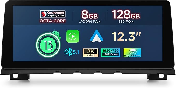 XTRONS 12.3 Inch Qualcomm Snapdragon 680 Android 14 Car Stereo for BMW 7 Series F01 / F02 (2013-2015) NBT System, IPS Touch Screen 8+128GB Car Radio GPS Navigation Support DVR Backup Camera