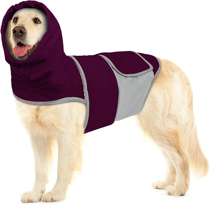 Dog Anxiety Shirt with Hood, Thunder Vest Noise-Reducing, Skin-Friendly Relief Calming Jacket for Storm, Separation, Festive Fireworks, Vet Visits, S, Purple