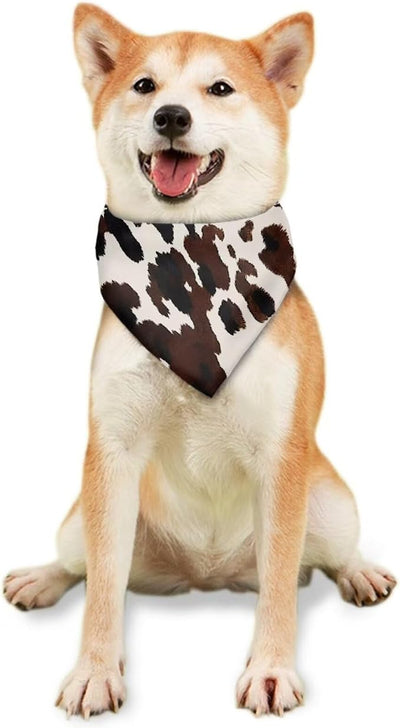 KEIAHUAN Brown Cow Pattern Bandana Dog Scard Reversible Triangle Kerchief Bandanas Pet Scarf Adjustable&Washable Kerchief Set Accessories