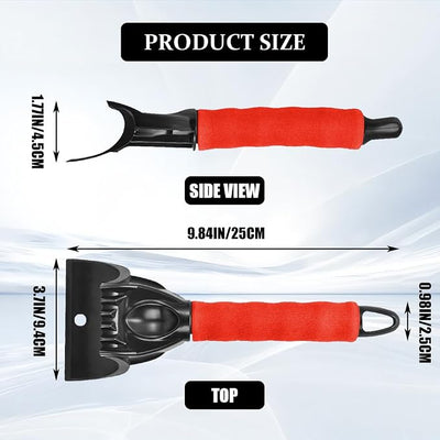 Ice Scraper for Cars and Small Trucks, Ice Scrapers for Car Windshield, Auto Snow Removal Tool with Ergonomic Foam Grip, Auto Windshield Plastic Snow Shovel for Truck Home Window (Red)