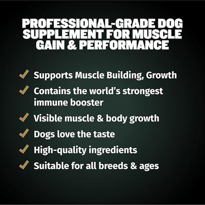 Bully Max 11-in-1 Dog Muscle Builder Power Chews - High Protein Muscle Gain Supplement with Amino Acids - Vet-Recommended for Puppy & Adult Canines, All Breeds & Ages - Made in USA - 75 Soft Chews