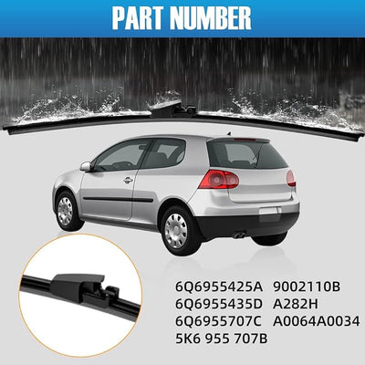 Rear Winshield Wiper Blade Arm Compatible with VW GTI Rabbit Golf 2006 R32 2008 Routan 2011, Compatible with Passat B6 Wagon 2006-2010, 6Q6955707C 6Q6955425A 6Q6955435D Winter Wiper Arm