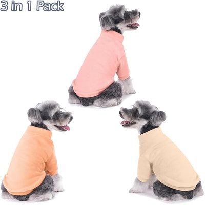 GYALAPERI Dog Sweater, 3 Pack Dog Sweaters for Small Dogs Girl Boy, Ultra Soft Warm Puppy Clothes Dog Coat for Winter (Peach+Lt Camel+Pink, Small)