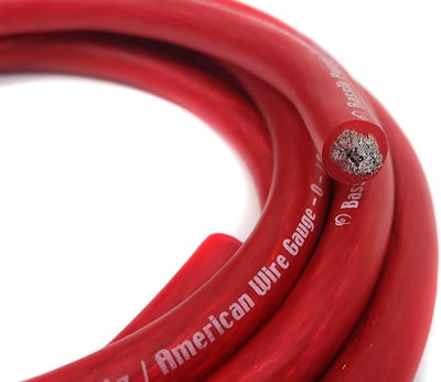 KnuKonceptz Bassik 1/0 Gauge AWG Primary Automotive Battery Power/Ground Wire Cable - Red 5 Feet