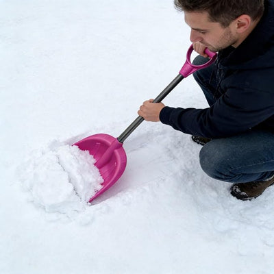 Kids Snow Shovel with Stainless Steel Handle, Kids Beach Shovel Small Digging Shovels with Plastic Scoop, Mini Snow Removal Tool for Beach Driveway Car Garden (Pink)