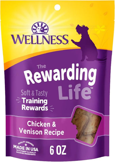 Wellness Rewarding Life Soft Dog Training Treats, Natural, Grain Free, Chicken and Venison Recipe, 6 oz Bag