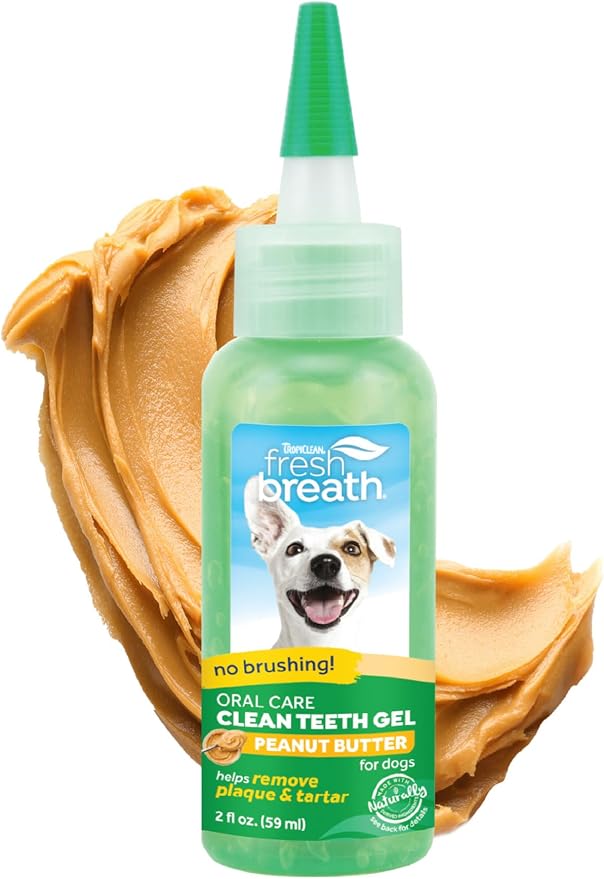 Fresh Breath Dog Toothpaste for Teeth Cleaning, Breath Freshener, Easy Plaque & Tartar Remover Gel, No Toothbrush Needed, Peanut Butter, 2oz.