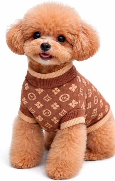 Everything Chic Designer Dog Sweater for Small Dogs, Soft Luxury Knit Pet Outfit XS-7XL, Warm Stylish Puppy Clothes for Yorkies, Chihuahuas, Dachshunds, Maltese & French Bulldogs