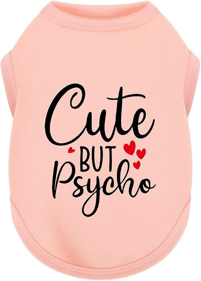 Stylish Dog Clothes: Expressive Cotton Puppy Shirt Vest for Small and Medium Dogs, Featuring 'Cute but Psycho' Slogan Print - Perfect for Showing Off Your Pet's Unique Style! Light Pink 3XL