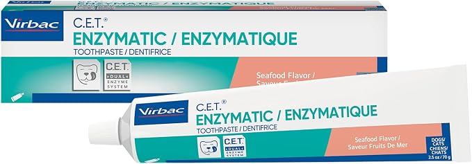 C.E.T.® Enzymatic Toothpaste| Tartar & Plaque Control for Fresh Breath | Pet Dental Care Toothpaste |Seafood Flavor, 2.5 oz