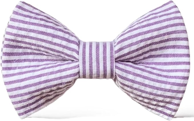 Detachable Dog Bow Tie, Slide-On Pet Bowtie for Collars, Stylish Durable Dog Lover Accessory Small, Medium & Large Dogs (Purple Seersucker, X-Large (5.5in Wide))