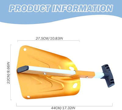 Snow Shovel Detachable Bright Gold Color Car Snow Shovel with Skidproof Handle Rust-Resistant Aluminium Alloy Portable for Cars, Snowmobiles, Camping, Sports