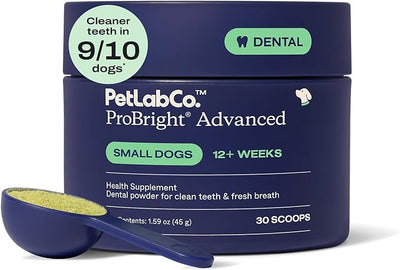 PetLab Co. ProBright Advanced Dental Powder - Dog Breath Freshener - Teeth Cleaning Made Easy – Targets Tartar & Bad Breath - Packaging May Vary - Formulated for Small Dogs
