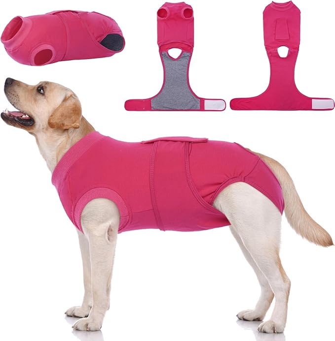 Kuoser Dog Surgery Suit Female Spay, Dog Recovery Suit Male Neuter, Pet Clothes Onesie for Surgery Anti Licking Abdominal Wounds Puppy Surgical Recovery Bodysuit Shirt, Substitute E-Collar & Cone