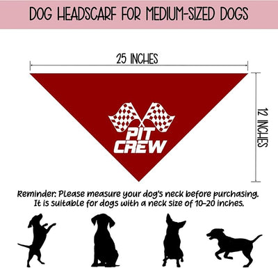 Pit Crew Dog Bandana, Checkered Flags Race Car Flag Holiday Dog Bandana Funny Cute Red Pet Scarf for Boy & Girl Small and Medium Cat Dogs