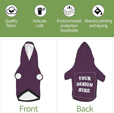 Personalized Chihuahua Dog Hoodie, Custom Pet Warm Sweatshirt Costume with Name Number Photo, Customize ID Clothes for Pupppy Kitten Dogs Cats, PlumPurple, S