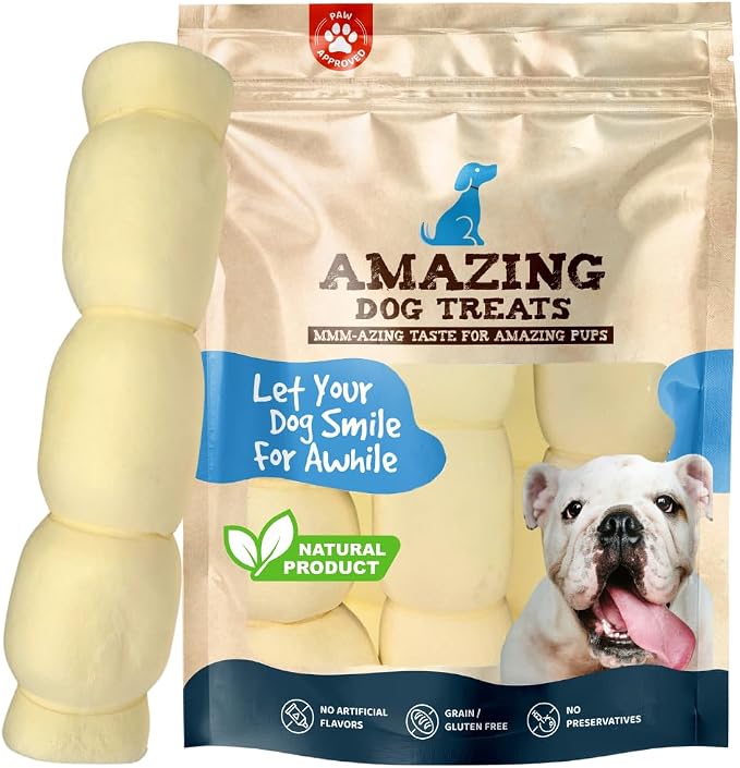 Amazing Dog Treats - Beef Cheek Rolls (Mega Thick 10" - 3 Pcs) - Safe Rawhide Alternative Dog Chew - Great for Power Chewers - Long Lasting Dog Chew - Retriever Rolls for Dogs